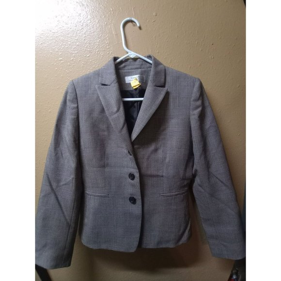 Tahari Arthur s Levine 100%  wool houndstooth jacket Blazer women's size 4 - Picture 1 of 12